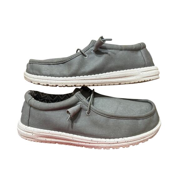 Hey Dude Wally Canvas Light Grey Men's Size 9 Wide Slip On Shoes - Picture 7 of 8
